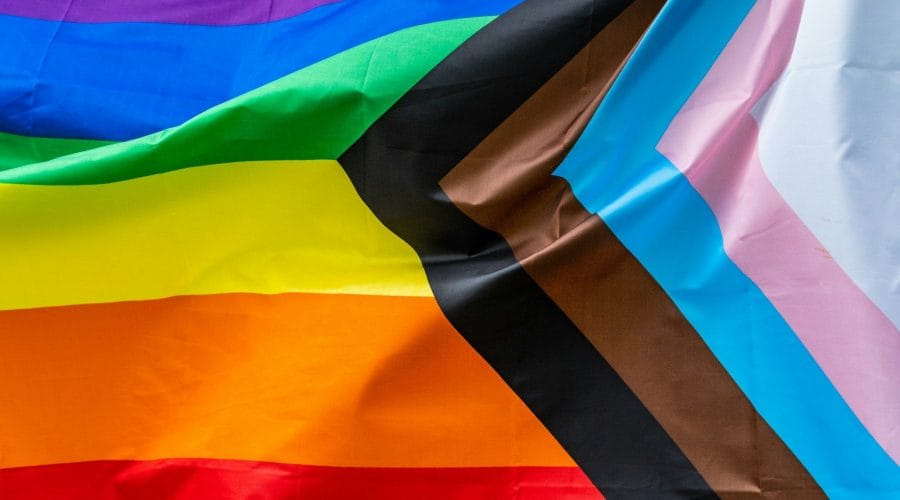 a close-up of some flags